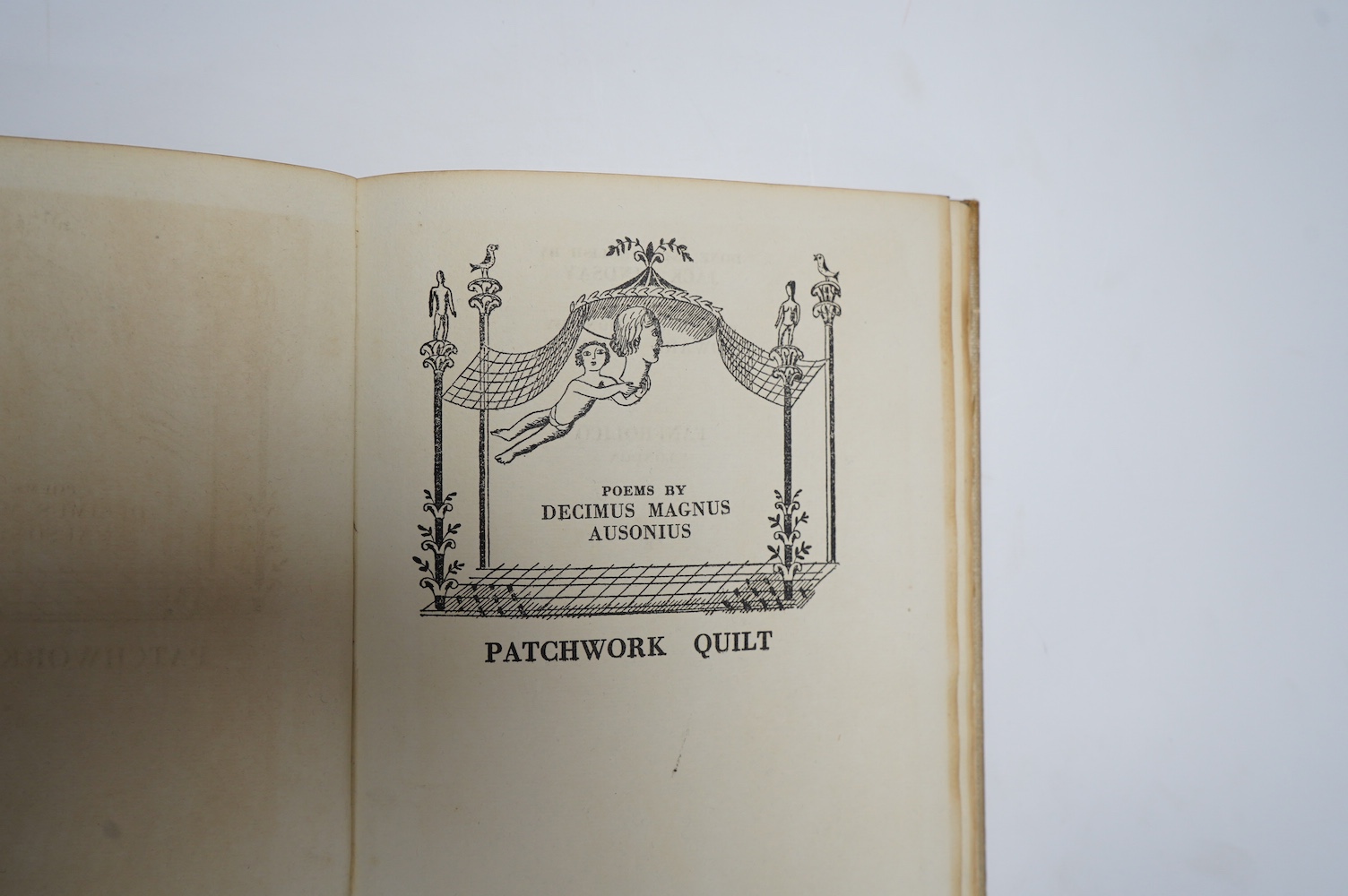 Bawden, Edward - Ausonius, Decimus Magnus - Patchwork Quilt. Poems by Decimus Magnus Ausonius, done into English by Jack Lindsay with decorations by Edward Bawden, 1st edition, one of 400, 8vo, blue diamond patterned buc